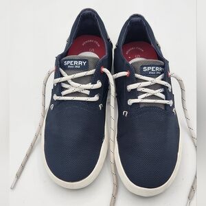 Sperry Bodie Navy Blue Canvas Washable Sneaker Big Boys Size 4‎
